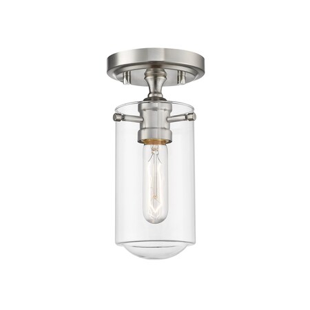Z-Lite Delaney 1 Light Flush Mount, Brushed Nickel & Clear 471F1-BN
